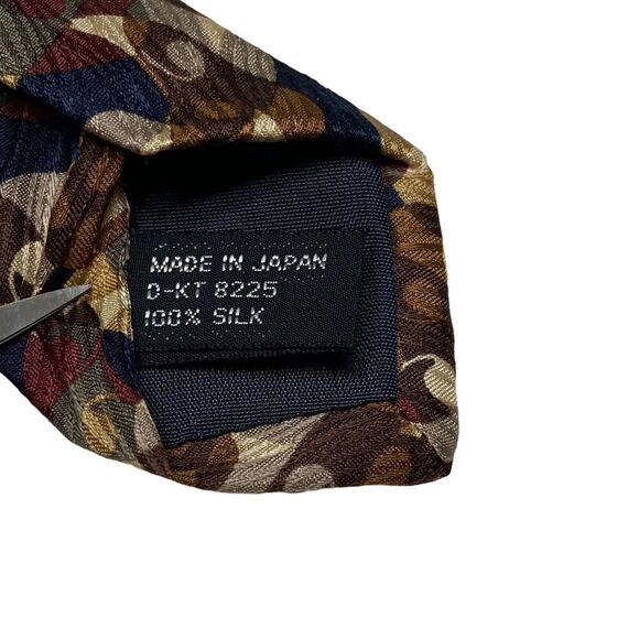 Jhane Barnes Tie Men's Necktie Silk Brown Beige Black Green Abstract Circles - Picture 5 of 7